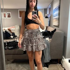 Cheetah print skirt.